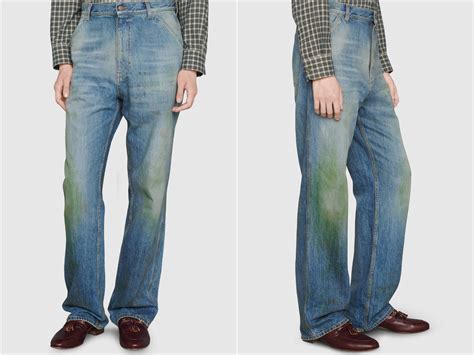 gucci fake grass stain|Gucci is selling jeans with deliberate grass stains on the knees for .